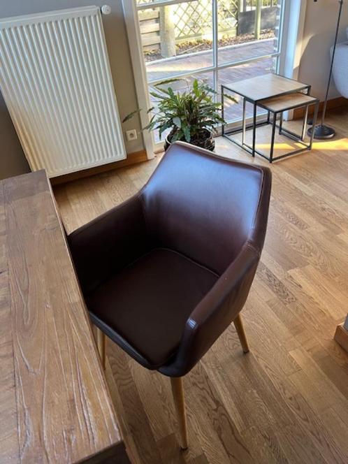 stoelen, Huis en Inrichting, Stoelen, Zo goed als nieuw, Vijf, Zes of meer stoelen, Leer, Bruin, Ophalen