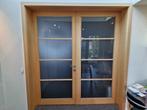Grote dubbele binnendeur, esdoorn en mat glas, Gebruikt, 215 cm of meer, Binnendeur, Glas