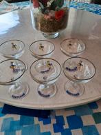 Baby cham glazen 6stuks, twee vergulde tassen met de bordjes, Ophalen, Gebruikt