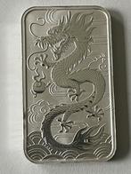 Dragon silver rectangle 2018 1oz zilver baar munt, Ophalen of Verzenden, Zilver