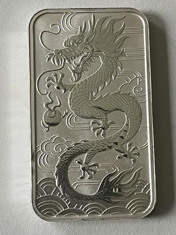 Dragon silver rectangle 2018 1oz zilver baar munt beschikbaar voor biedingen