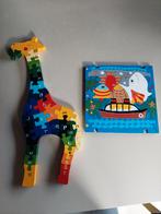 2 houten puzzels - giraf abc en zee, 2 tot 4 jaar, Gebruikt, 10 tot 50 stukjes, Ophalen of Verzenden