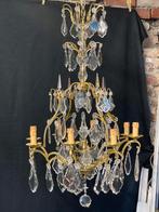 Franse kooikroonluchter in brons en kristal, Antiek en Kunst, Antiek | Verlichting, Ophalen
