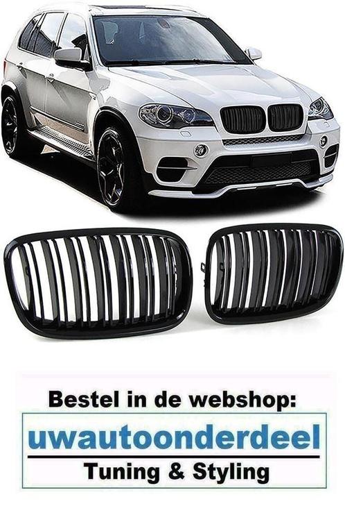 Grill Nieren Glans Zwart Dubbel Spijl Voor Bmw X5 E70 X6 E71, Auto diversen, Tuning en Styling, Verzenden