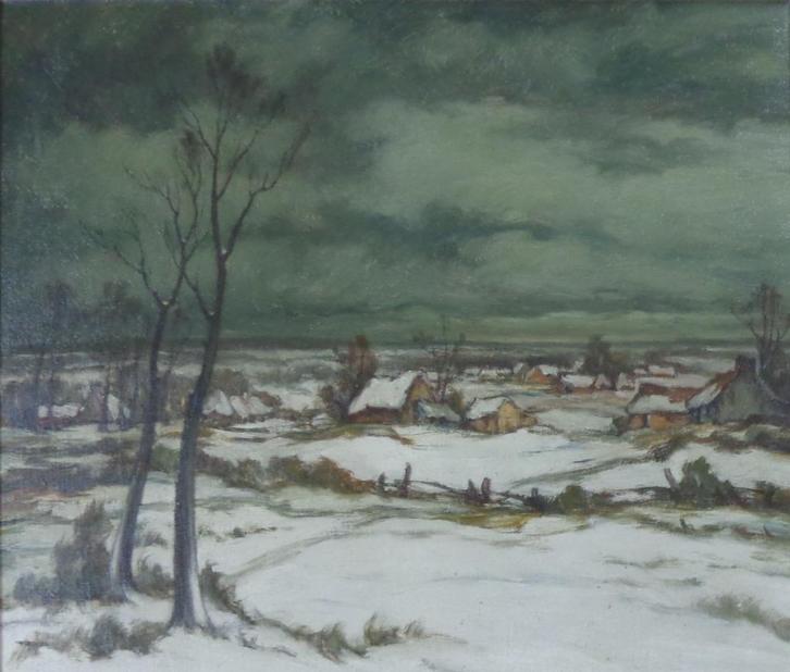 MAURICE STERCK / WINTER WAASLAND / OLIEVERF DOEK / 91x101cm, Antiek en Kunst, Kunst | Schilderijen | Klassiek, Ophalen