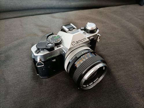 Canon AE-1 Program + 50mm 1.4 lens *Chrome*, Audio, Tv en Foto, Fotocamera's Analoog, Zo goed als nieuw, Spiegelreflex, Canon