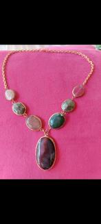 Halsketting met halfedelstenen, Handtassen en Accessoires, Ophalen of Verzenden, Gebruikt, Goud, Goud