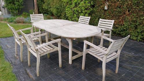 Teakhouten tuinset - 6-8 personen, Tuin en Terras, Tuinsets en Loungesets, Gebruikt, Loungeset, Teakhout, 8 zitplaatsen, Eettafel