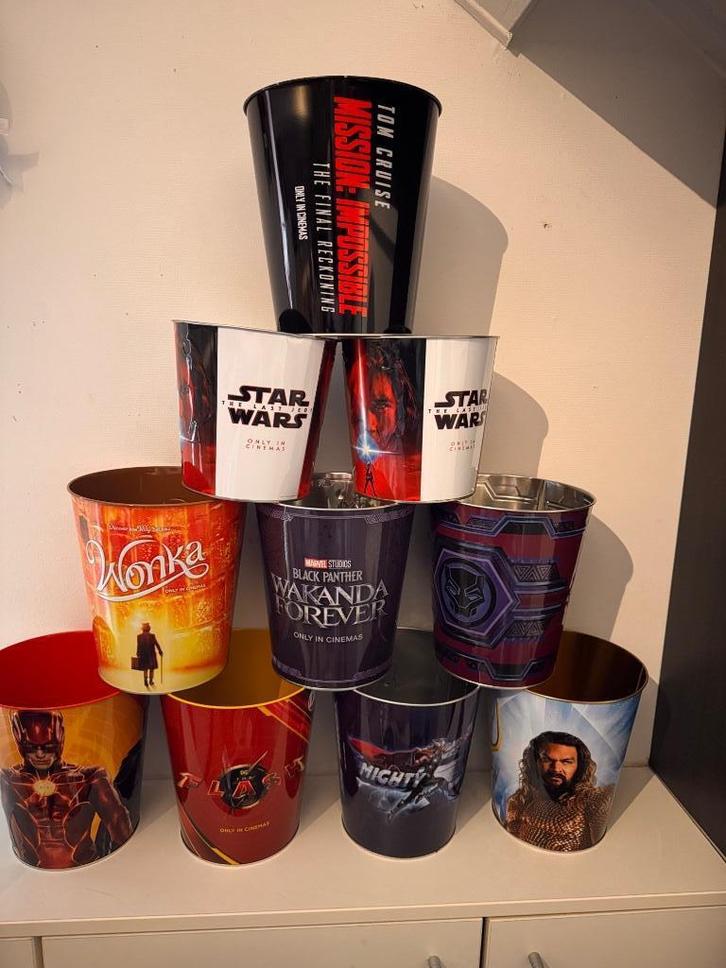 10x popcorn emmers als set of apart te koop, Huis en Inrichting, Emmers, Zo goed als nieuw, Aluminium, Ophalen of Verzenden