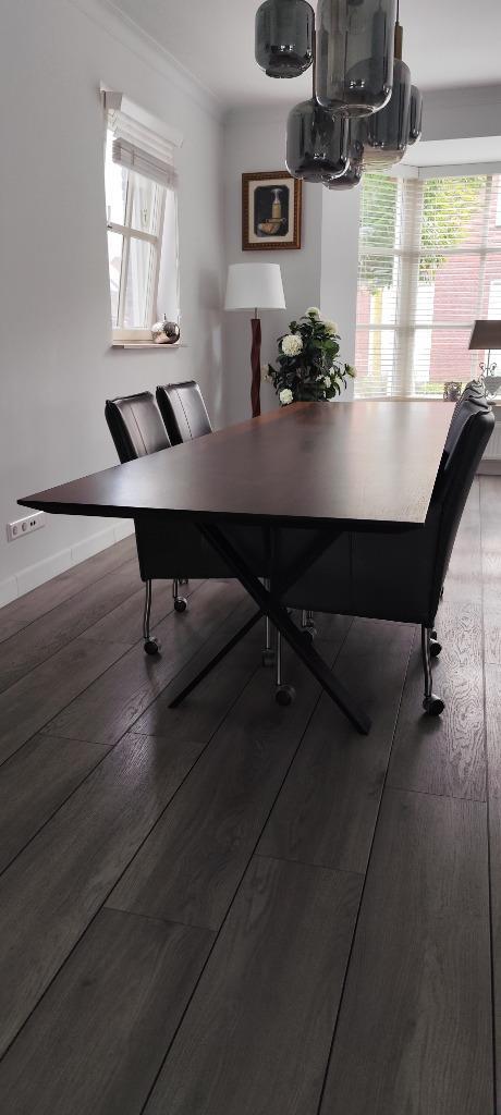 3 m lange Wengé eettafel, in opdracht gemaakt., Huis en Inrichting, Tafels | Eettafels, Zo goed als nieuw, 50 tot 100 cm, 200 cm of meer