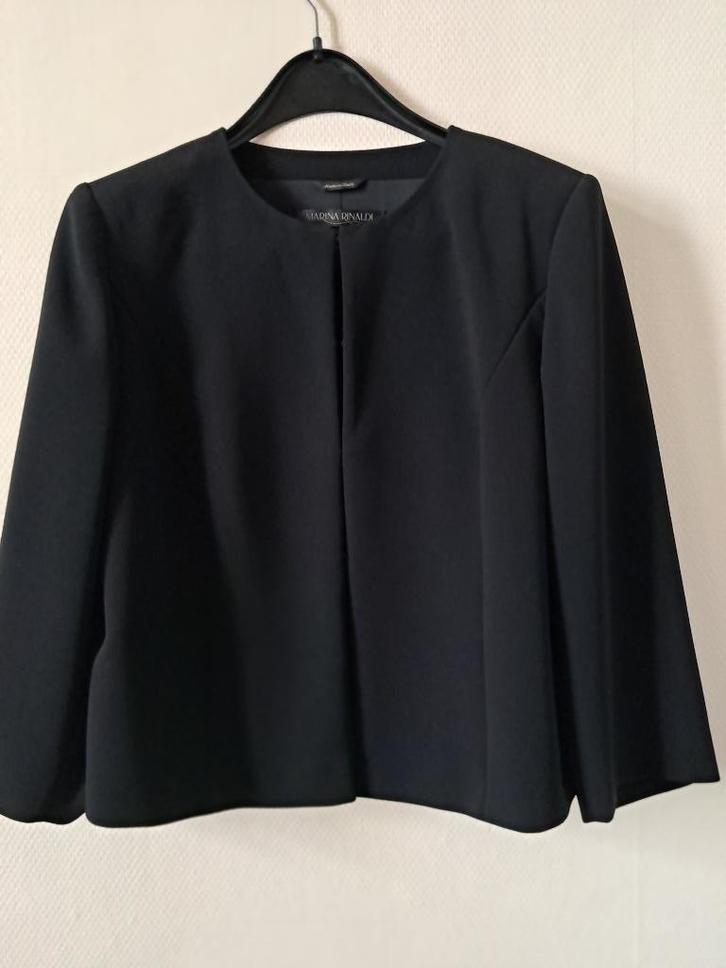 Zwart jasje Marina Rinaldi, Kleding | Dames, Jasjes, Kostuums en Pakken, Zo goed als nieuw, Jasje, Maat 42/44 (L), Zwart, Ophalen of Verzenden