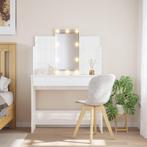 Kaptafel met LED-verlichting 96x40x142 cm hoogglans wit, Verzenden, Nieuw, Wit
