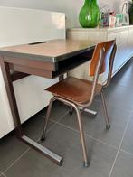 Ancien banc d'école avec chaise, crochet et casier rangement, Maison & Meubles, Enlèvement, Utilisé