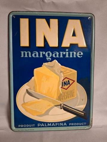 Blikken reclame bord 1938 Ina Margarine Palmafina beschikbaar voor biedingen
