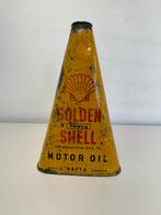Bidon d'huile triangle GOLDEN SHELL, Utilisé, Enlèvement ou Envoi, Panneau publicitaire