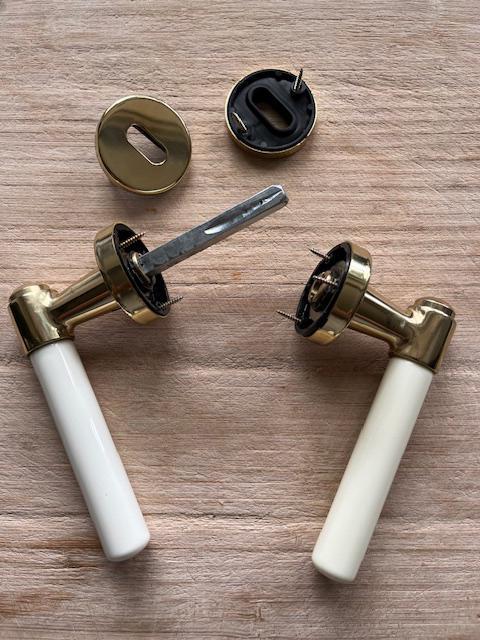 Deurkrukken binnendeuren, messing met wit handvat, Doe-het-zelf en Bouw, Hang- en Sluitwerk, Ophalen