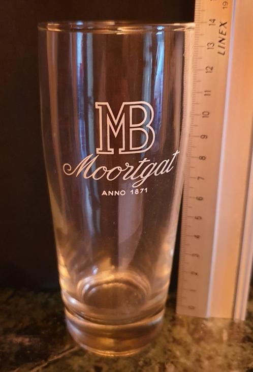 Glas Normaal 14,5 cm tekst : MB Moortgat ANNO 1871 MG0008, Verzamelen, Glas en Drinkglazen, Gebruikt, Bierglas, Ophalen of Verzenden