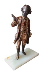 gepatineerd Mozart beeldje.op onyx voetstuk, Antiek en Kunst, Ophalen of Verzenden