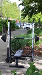 Benchpress + 91 kg gewicht, Sport en Fitness, Fitnessmaterialen, Ophalen, Gebruikt
