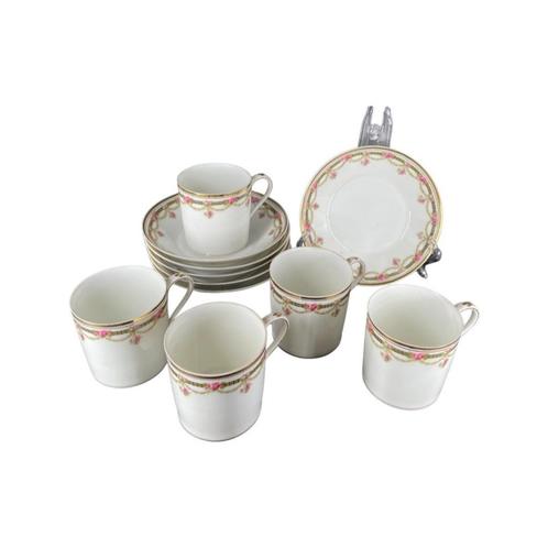 5 kop en 6 schotels Moka Limoges porselein, Antiek en Kunst, Antiek | Porselein, Ophalen of Verzenden