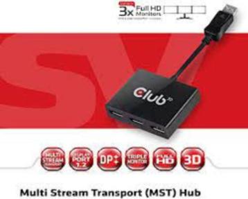 Club 3D CSV-5300A DisplayPort naar 3 x DisplayPort, Enlèvement ou Envoi, Comme neuf, Autres chipsets, DisplayPort