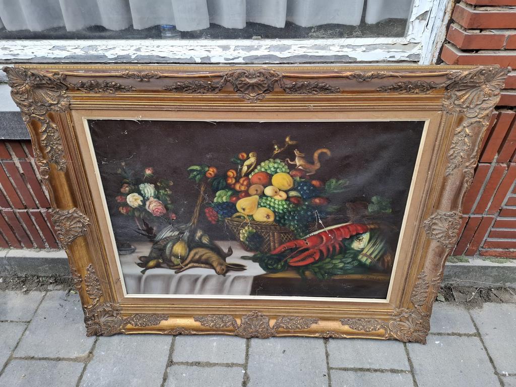 Klassiek stilleven in gouden lijst – 97x73 cm, Antiquités & Art, Art | Peinture | Classique, Enlèvement