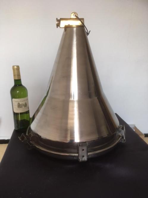 Zware echte scheepslamp jaren '60, Huis en Inrichting, Lampen | Hanglampen, Gebruikt, 50 tot 75 cm, Glas, Metaal, Ophalen of Verzenden