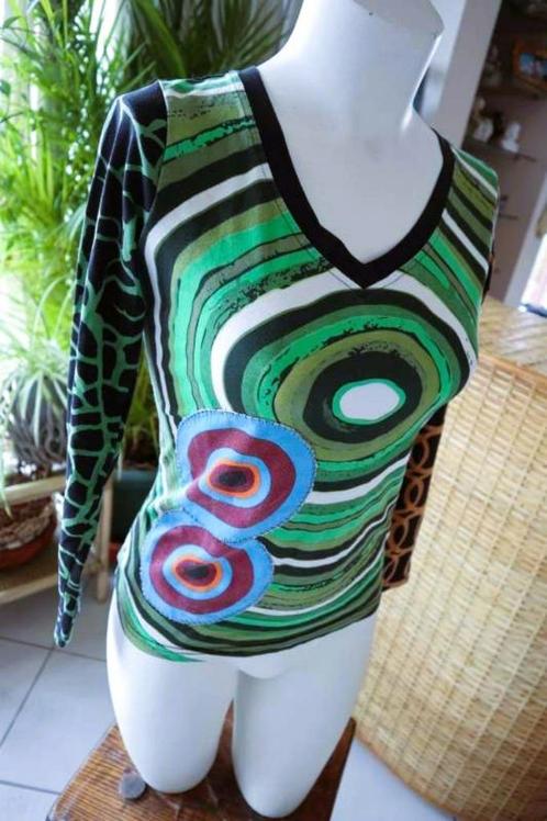 vintage dressing aansluitend kleurrijk T-shirt, Kleding | Dames, T-shirts, Gedragen, Maat 36 (S), Overige kleuren, Ophalen of Verzenden