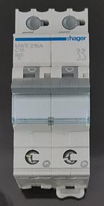 HAGER 2-polige stroomonderbreker - 16Amp - Quickconnect, Doe-het-zelf en Bouw, Elektriciteit en Kabels, Ophalen of Verzenden, Nieuw