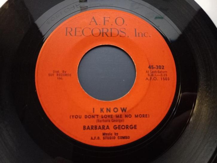Barbara George ‎– I Know '' Popcorn ", CD & DVD, Vinyles Singles, Utilisé, Single, R&B et Soul, 7 pouces, Enlèvement ou Envoi