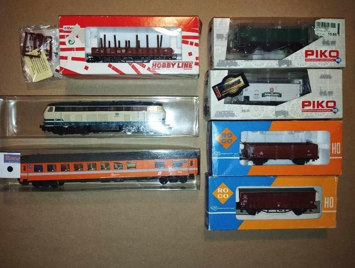 Lot HO Piko-Roco locomotief + 6 wagens, Hobby en Vrije tijd, Modeltreinen | H0, Gebruikt, Wagon, Piko, Ophalen