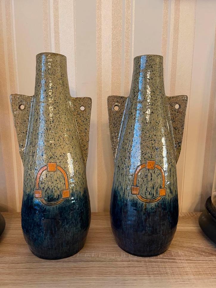 Paar ZELDZAME art deco vazen in Vlaams aardewerk, Antiek en Kunst, Antiek | Keramiek en Aardewerk, Ophalen