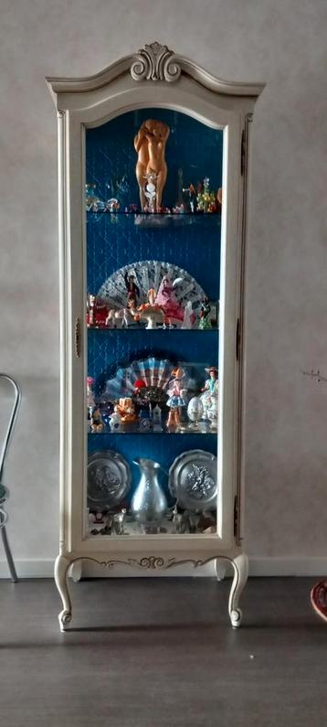 Vitrinekast Franse stijl glas aan 3 kanten schappen glas, Enlèvement, Comme neuf
