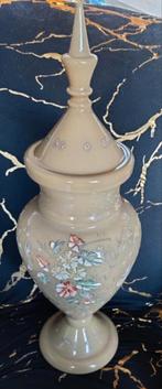 rare vase (emphore) vintage en opaline, peint à la main, Ophalen