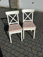 2 Stoelen met kussentje, Huis en Inrichting, Stoelen, Ophalen, Twee, Wit, Zo goed als nieuw