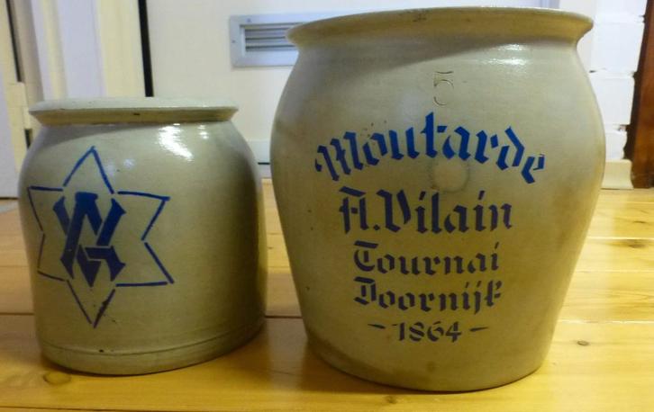 2 grands et vieux pots à moutarde, Antiquités & Art, Antiquités | Céramique & Poterie, Enlèvement ou Envoi