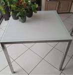 tafel vierkant met tafelblad in glas, Huis en Inrichting, Tafels | Salontafels, Ophalen, 50 tot 100 cm, 50 tot 75 cm, Vierkant