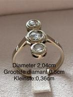 Gouden ring 750 18karaat met 3 diamanten, Or, Enlèvement ou Envoi