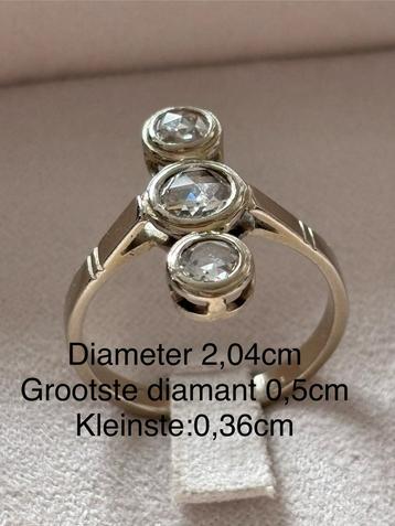 Gouden ring 750 18karaat met 3 diamanten 