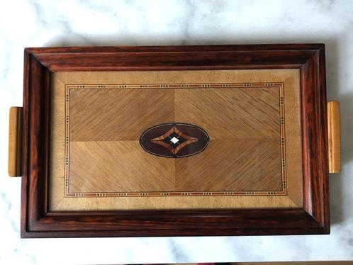 Art deco dienblad in hout, Huis en Inrichting, Woonaccessoires | Dienbladen, Hout, Ophalen of Verzenden