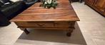 Te koop mooie antieke vierkante salontafel met 2 schuiven., Teck, Moins de 50 cm, 50 à 100 cm, Enlèvement