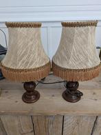 Antieke set tafellampen met houten voet, Ophalen, Hout