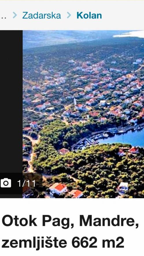Bouwgrond 662 m2 in Kroatie, eiland Pag/Mandre, Immo, Gronden en Bouwgronden, 500 tot 1000 m²