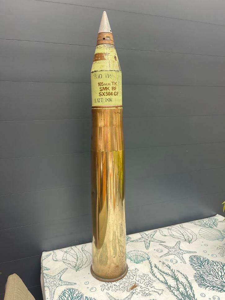 105mm obus huls kogel projectiel ogive kop patroon granaat, Verzamelen, Militaria | Algemeen, Landmacht, Ophalen