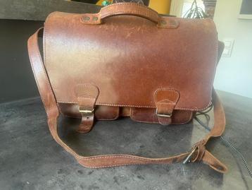 Lederen boekentas, Handtassen en Accessoires, Tassen | Schooltassen, Ophalen, Bruin, Aktetas of Boekentas, Leer