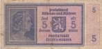 PROTEKTORAT CECHYA MORAVA 5 KORUN 1939-1945, Postzegels en Munten, Bankbiljetten | Europa | Niet-Eurobiljetten, Ophalen of Verzenden
