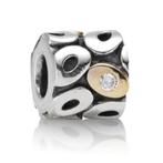 Pandora bedel zephyr met goud en witte zirconias, Handtassen en Accessoires, Bedels, Pandora, Ophalen of Verzenden, 1 bedel, Zilver