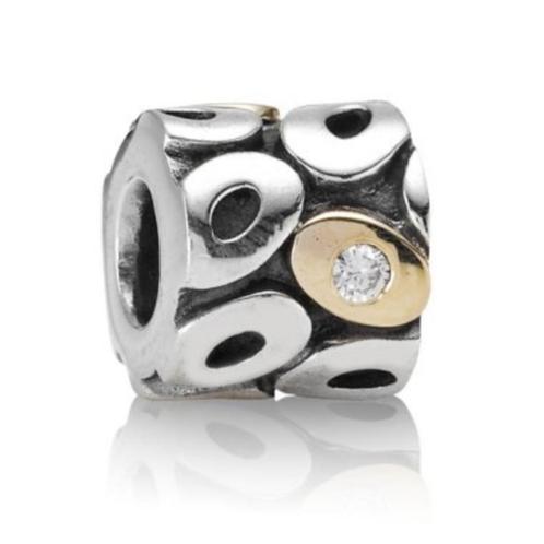 Pandora bedel zephyr met goud en witte zirconias, Bijoux, Sacs & Beauté, Bracelets à breloques, Pandora, Argent, 1 bracelet à breloques