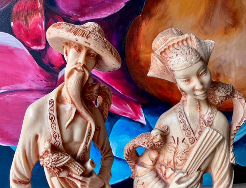 Chinese geluks-beelden in Ivorine, Antiek en Kunst, Curiosa en Brocante, Ophalen