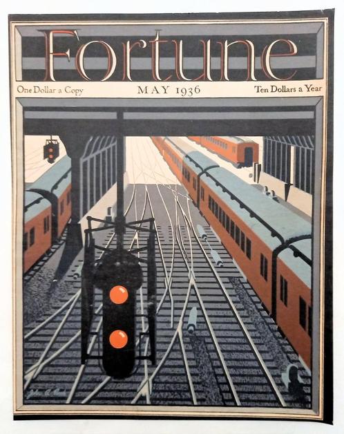 Art Deco cover Fortune May 1936 Antonio Petruccelli treinen, Antiquités & Art, Art | Lithographies & Sérigraphies, Enlèvement ou Envoi